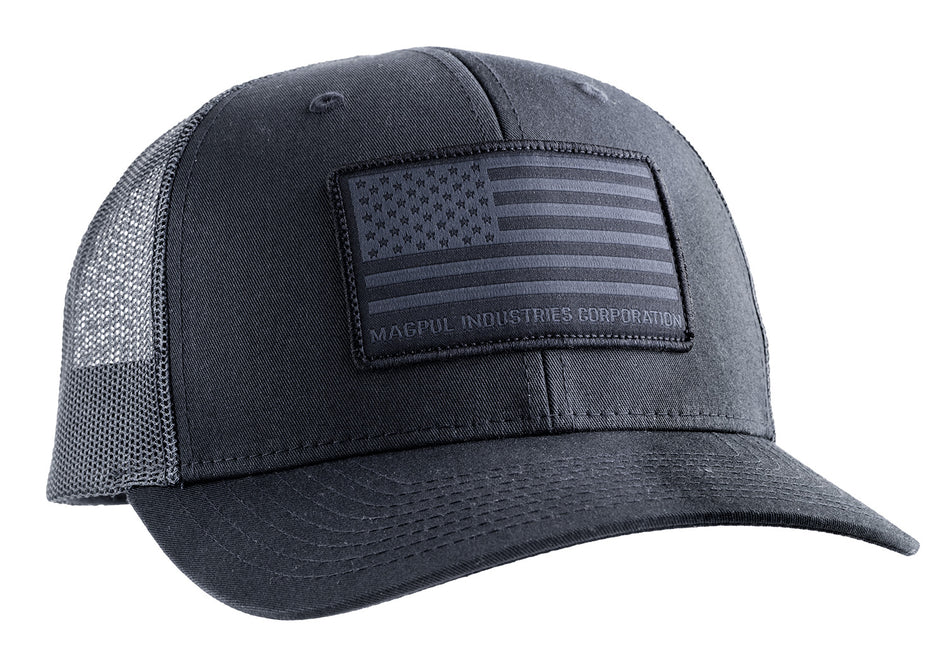 Magpul Woven Flag Patch Trucker Hat Black Adjustable Snapback One Size MAG1215-001