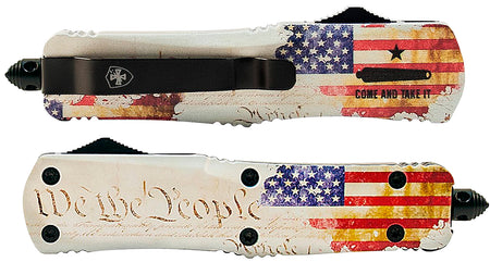 Templar Knife SWTP131 Gen II Small OTF 2.69" Dagger Stonewashed 440C SS Blade, 4.31" We The People Handle with Glass Breaker
