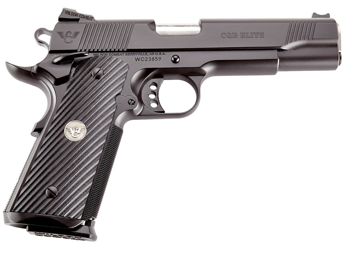 Wilson Combat CQBEFS45A CQB Elite 45 ACP 8+1 5" Stainless Match Grade Barrel, Black Serrated Carbon Steel Slide, Black Carbon Steel Frame w/Beavertail, Black G10 Starburst Grip
