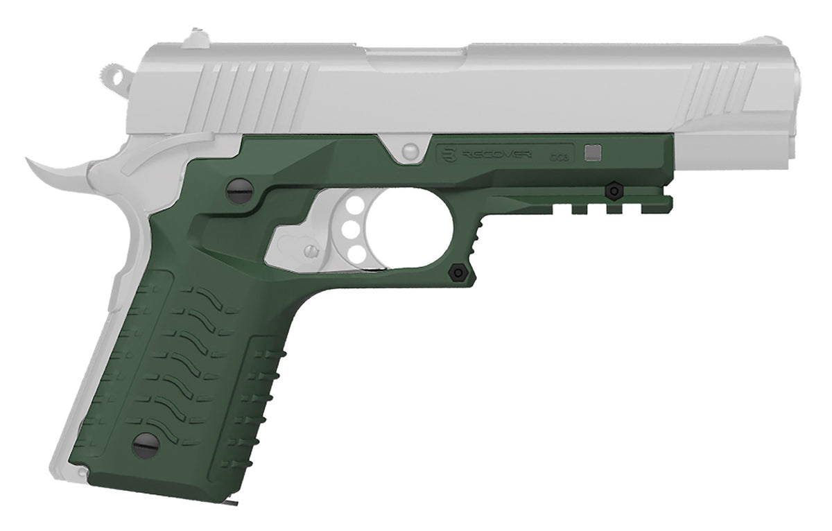 Recover Tactical CC3H03 Picatinny Rail Grip System OD Green Polymer Standard 1911