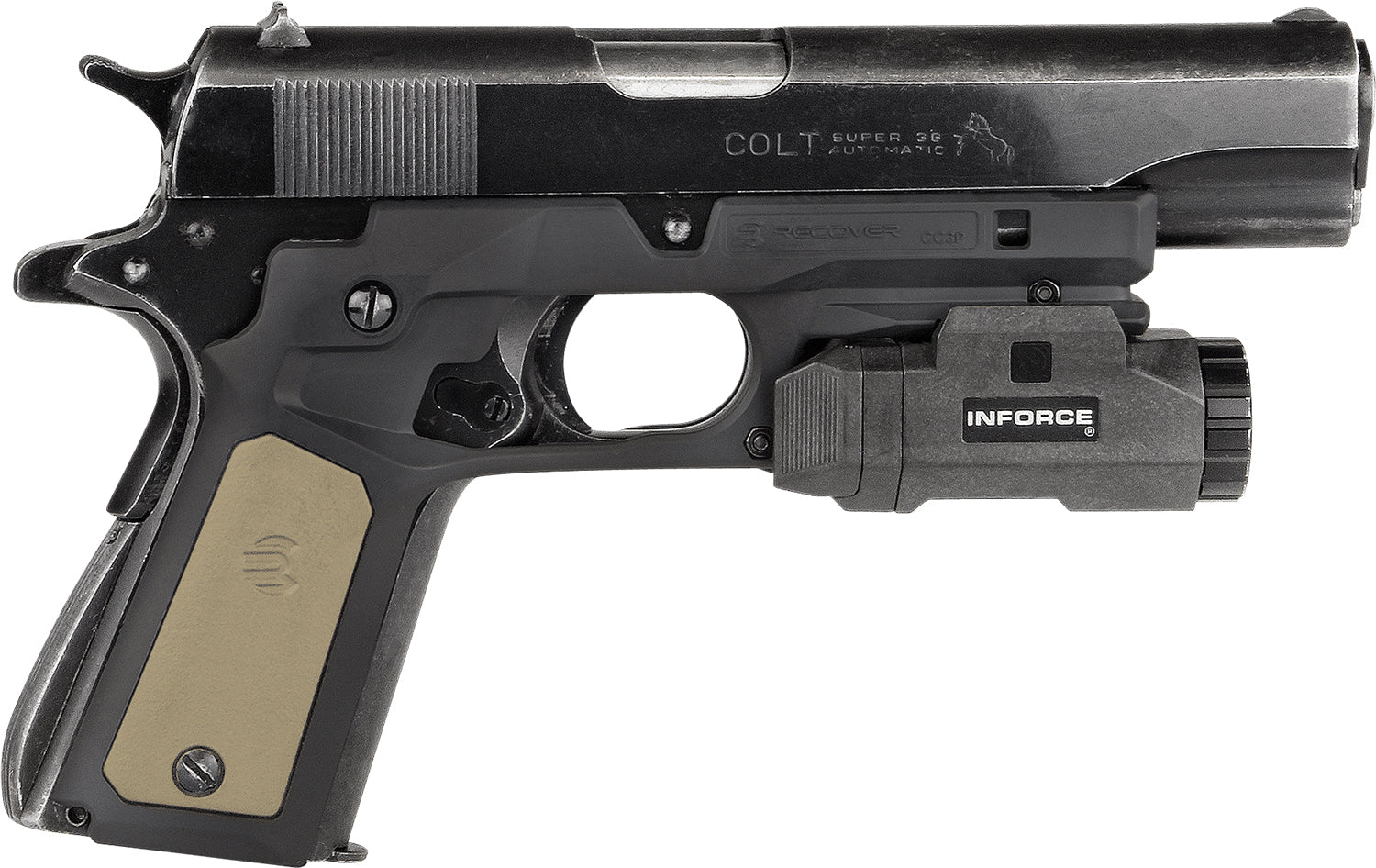Recover Tactical 1911 Glass-Reinforced Polymer Grip Frame Black Interchangeable Tan Panels CC3P0102