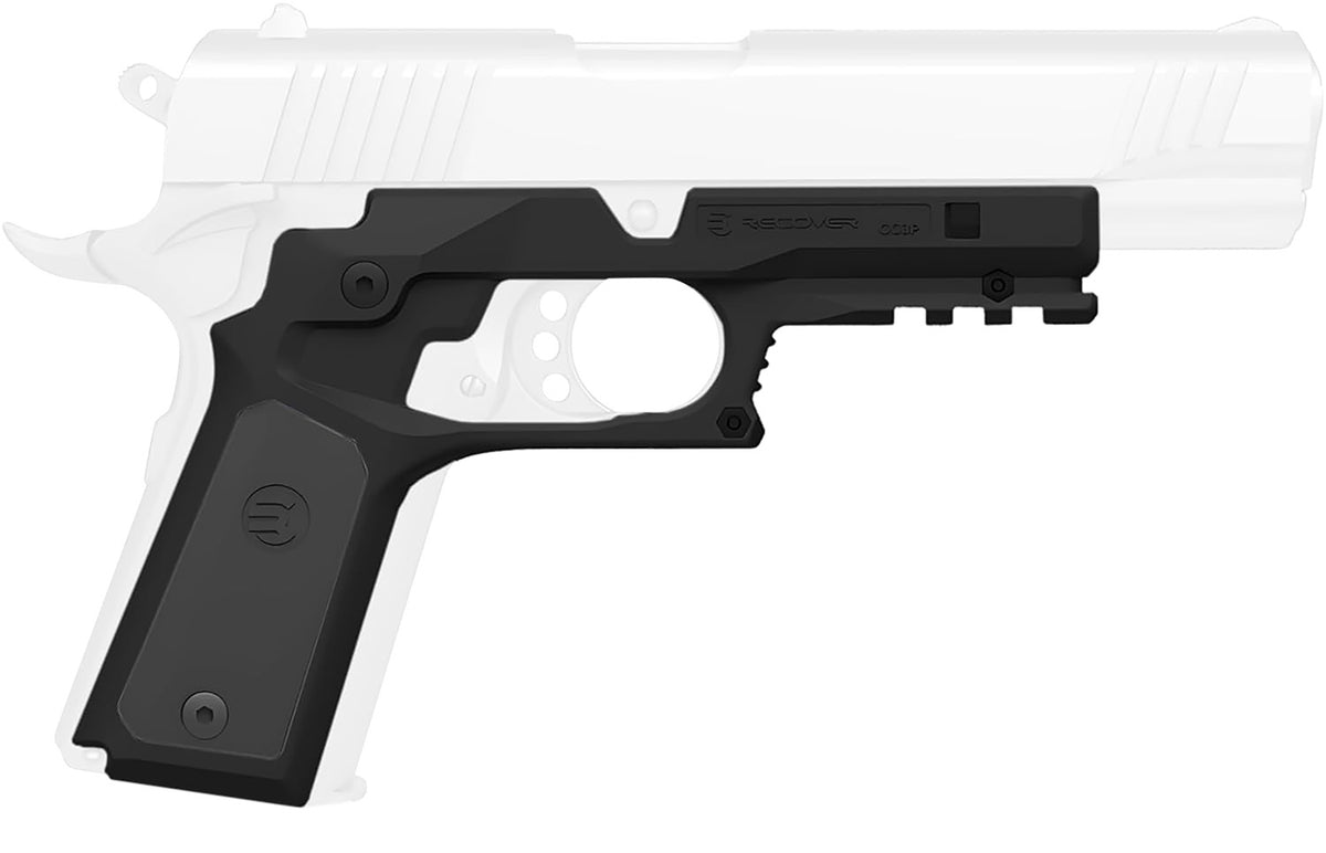 Recover Tactical 1911 Glass-Reinforced Polymer Grip Frame Black Interchangeable Gray Panels CC3P0104
