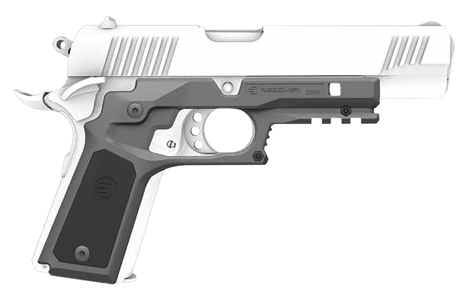 Recover Tactical 1911 Glass-Reinforced Polymer Grip Frame Gray Interchangeable Black/Gray Panels CC3P0401