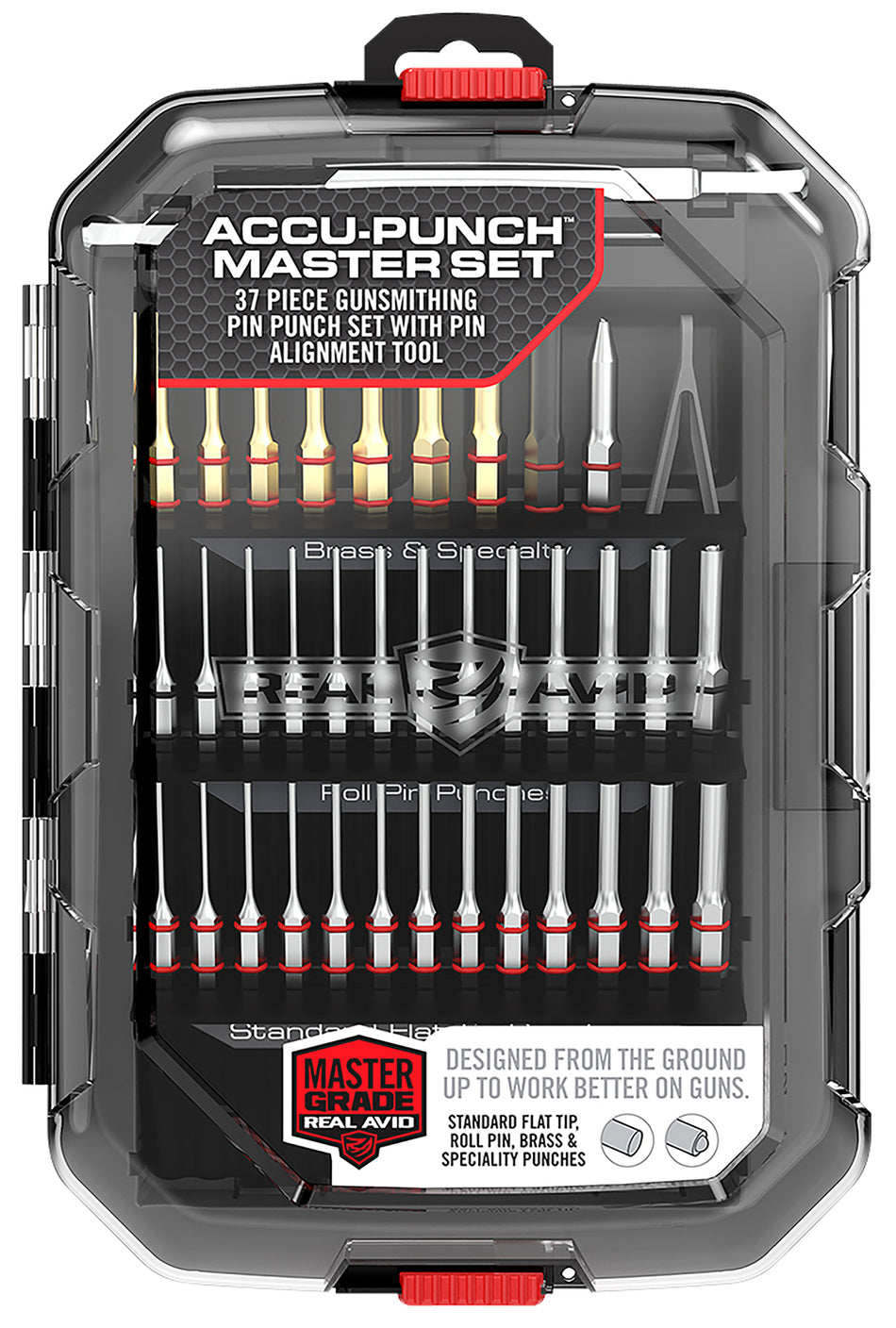 Real Avid AVMAPS 37-Piece Accu-Punch Master Set, Black, Universal Gunsmithing Punch Set