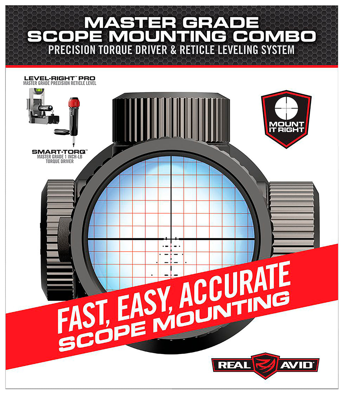 Real Avid Master Grade AVMSMK Scope Mount Combo Set with Torque Driver and Reticle Leveling System