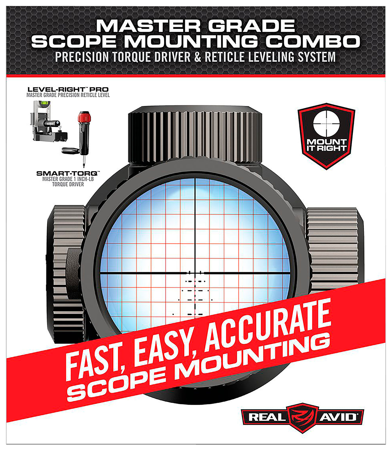 Real Avid Master Grade AVMSMK Scope Mount Combo Set with Torque Driver and Reticle Leveling System