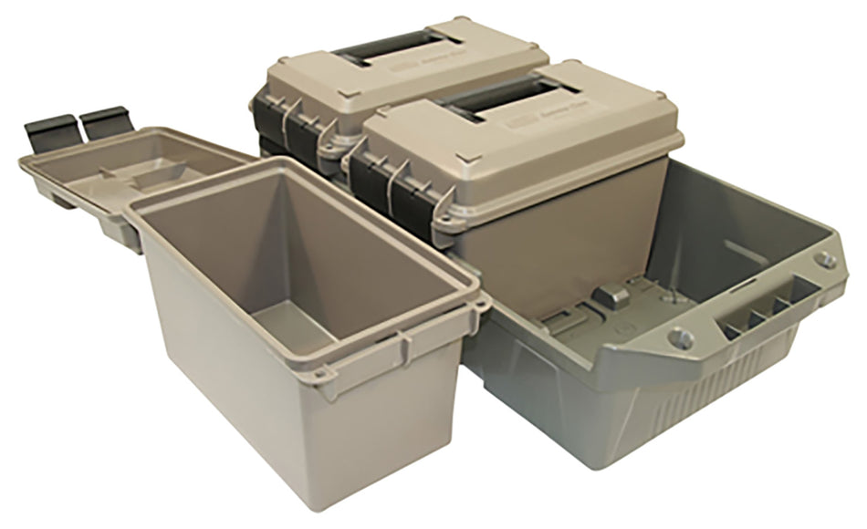 MTM Case-Gard 3-Can 50Cal Ammo Crate Stackable Dark Earth and Army Green Polypropylene