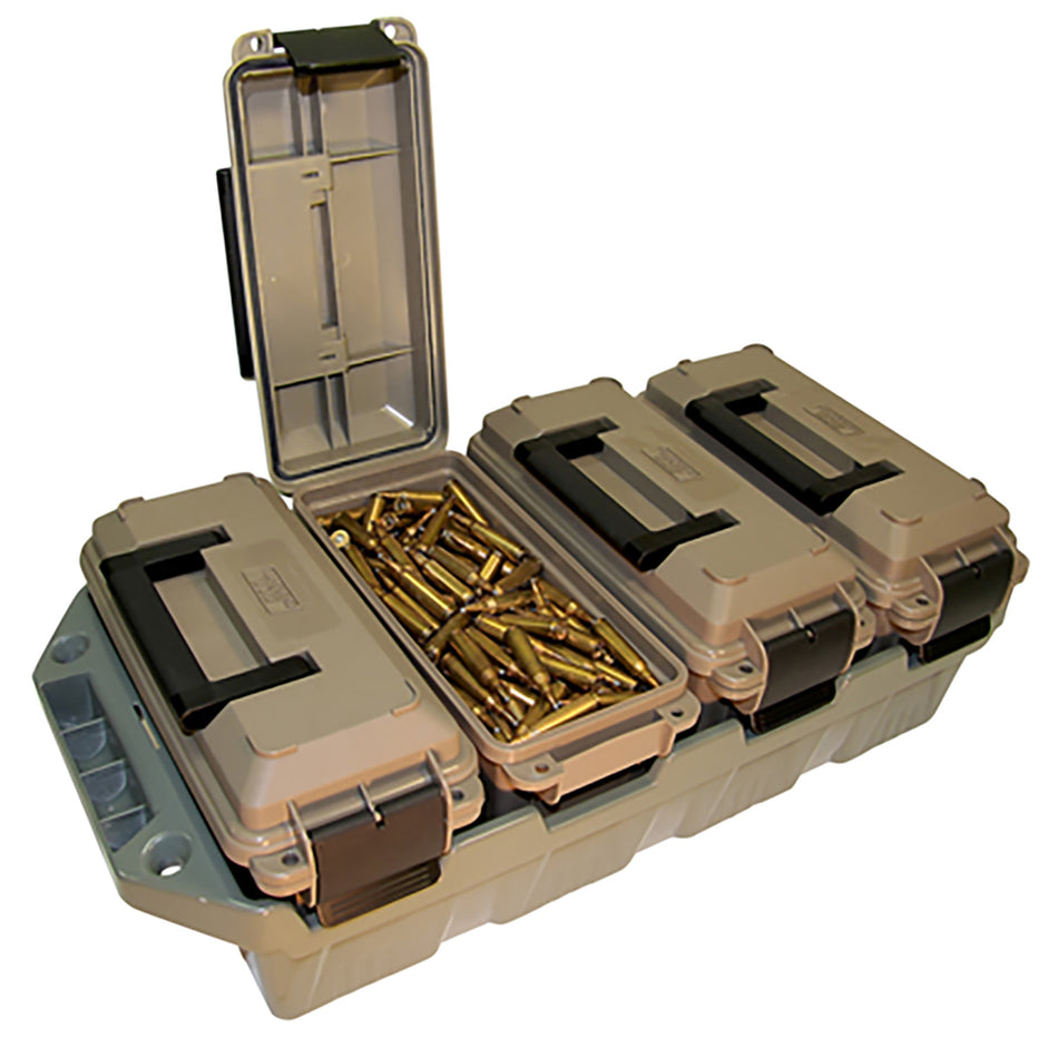 MTM Case-Gard 4-Can 30Cal Ammo Crate Stackable Dark Earth and Army Green Polypropylene