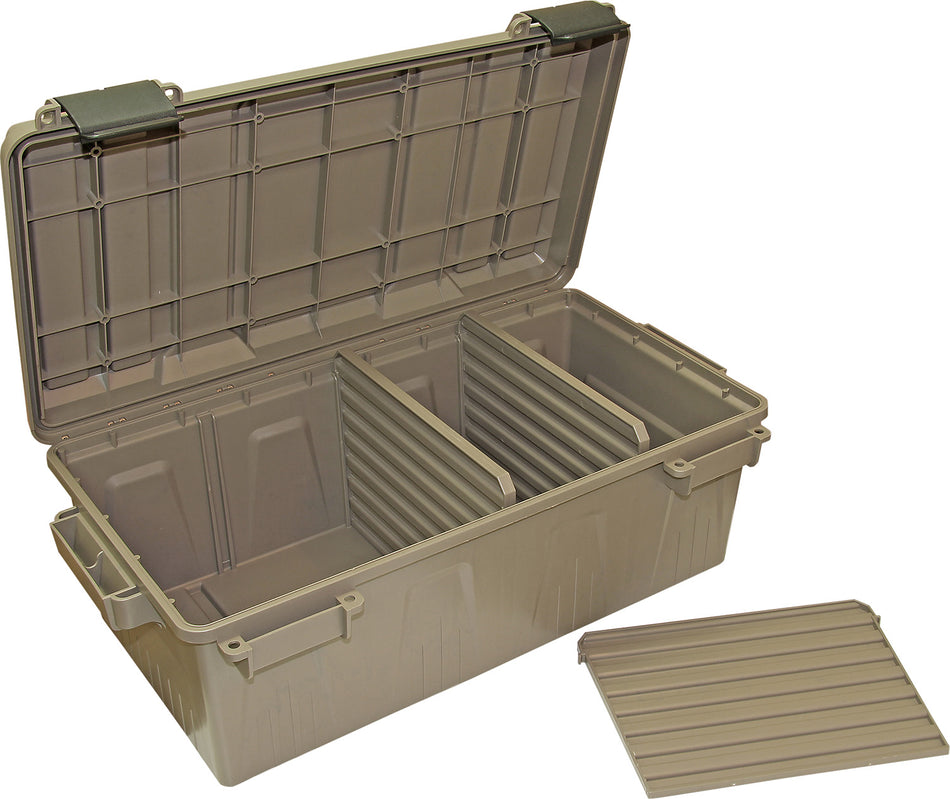 MTM Case-Gard Divided Ammo Crate Utility Box ACDC30 Beige Polypropylene Stackable 75 lb Capacity