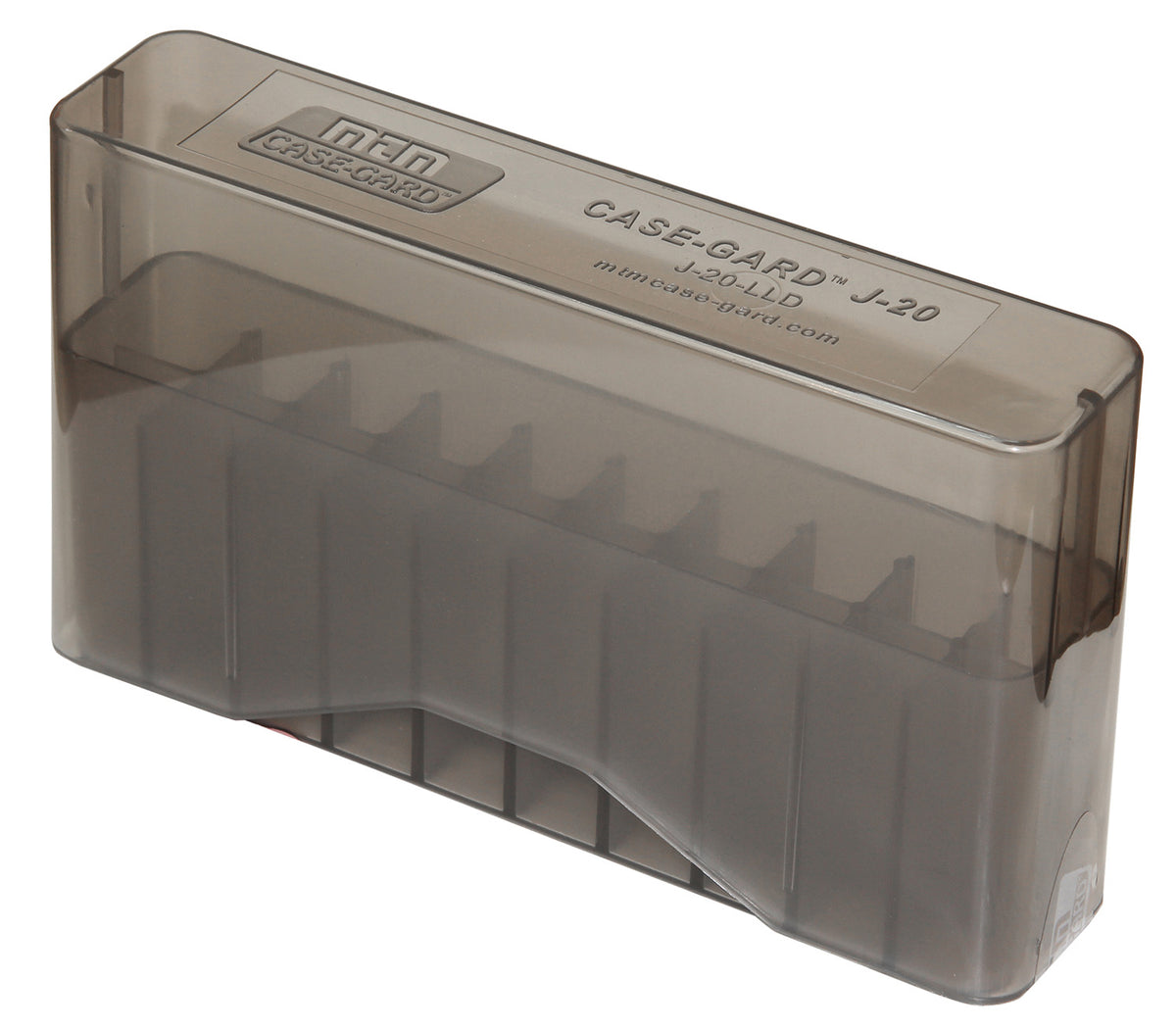 MTM Case-Gard Slip-Top Rifle Ammo Box J20LLD41 338 Win Mag/7mm 20 Round Clear Smoke