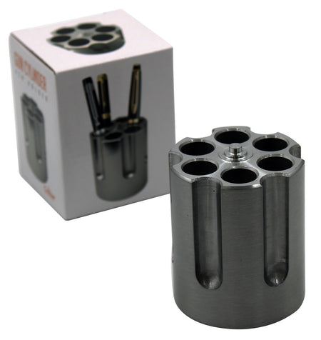 Caliber Gourmet CBG1007BK Novelty Revolver Cylinder Pen & Pencil Holder Black Aluminum