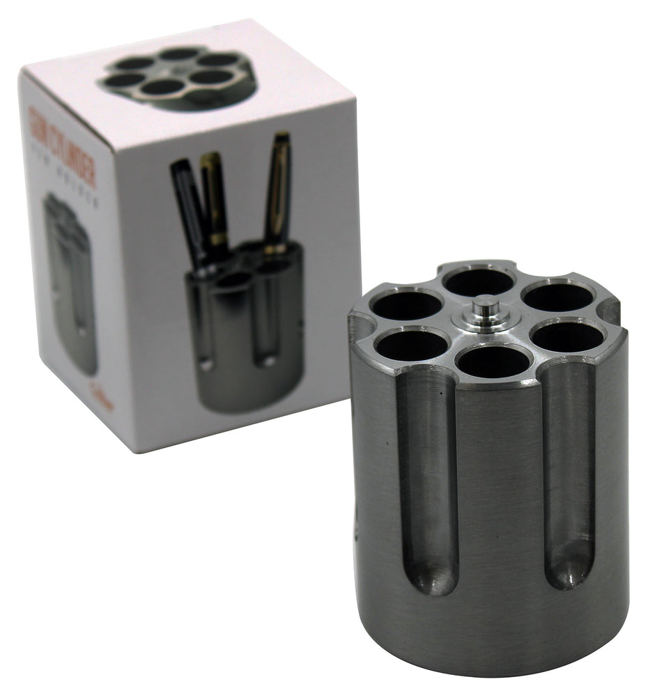 Caliber Gourmet CBG1007BK Novelty Revolver Cylinder Pen & Pencil Holder Black Aluminum