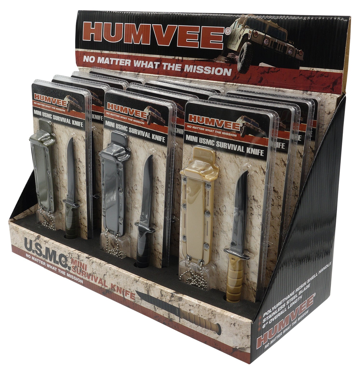 Humvee HMVDBUSMC USMC 3.5" Combat Knife 12-Unit Retail Display Box