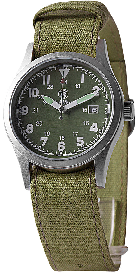 S&W Olive Drab Military Round Face Watch with Interchangeable Canvas Straps