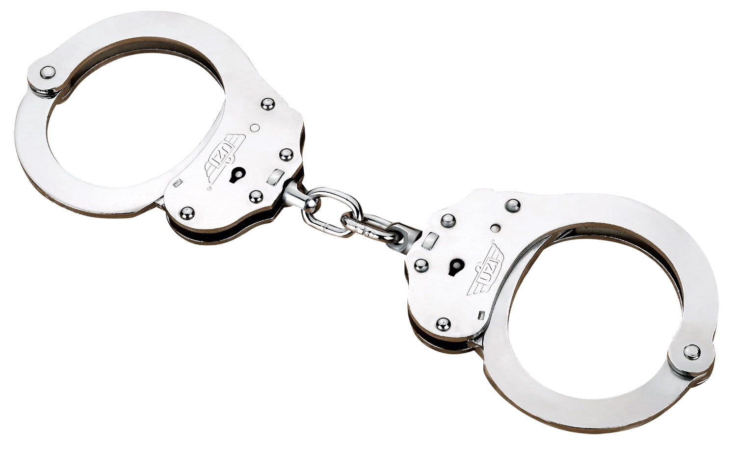 Uzi NIJ Approved Silver Steel Double-Locking Handcuffs Includes 2 Keys