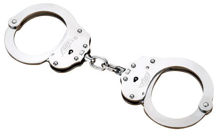 Uzi NIJ Approved Silver Steel Double-Locking Handcuffs Includes 2 Keys
