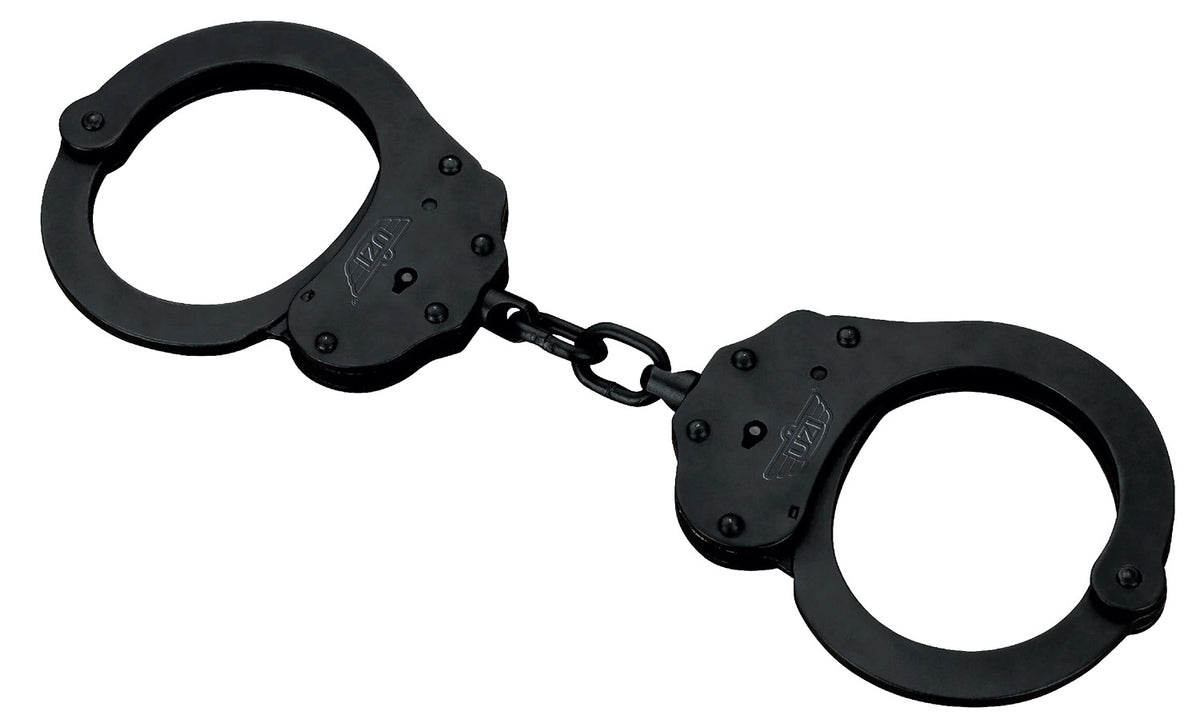Uzi NIJ Approved Black Steel Double-Locking Handcuffs Includes 2 Keys
