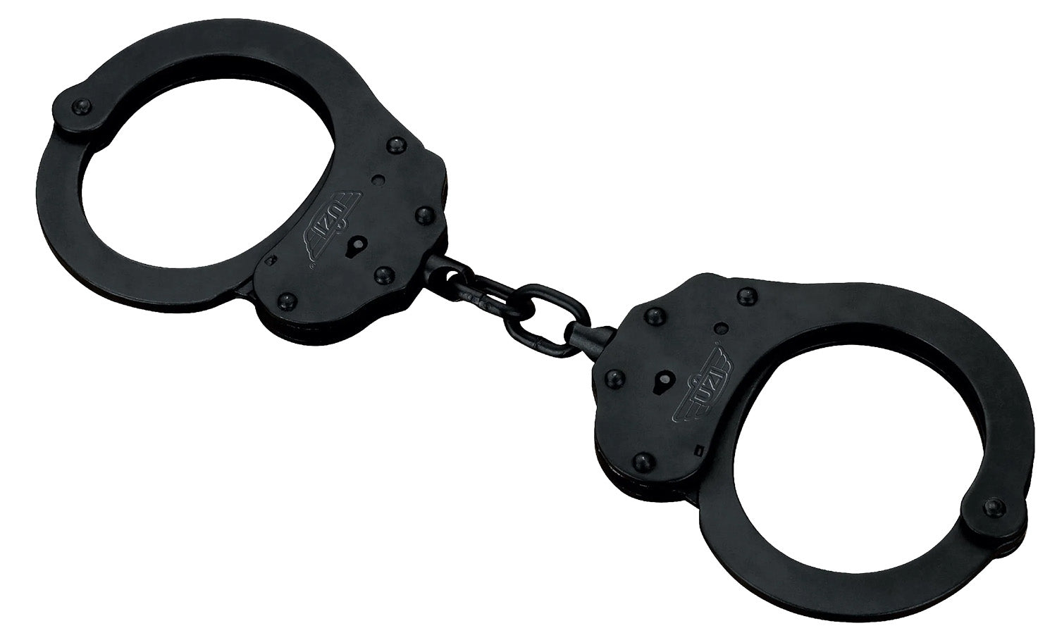 Uzi NIJ Approved Black Steel Double-Locking Handcuffs Includes 2 Keys