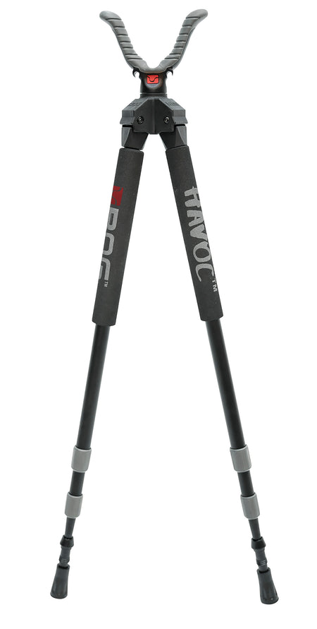 Bog-Pod Havoc Bipod Black Aluminum with Foam Grip USR Yoke 360 Pan Adjustable 21 to 50 Inch