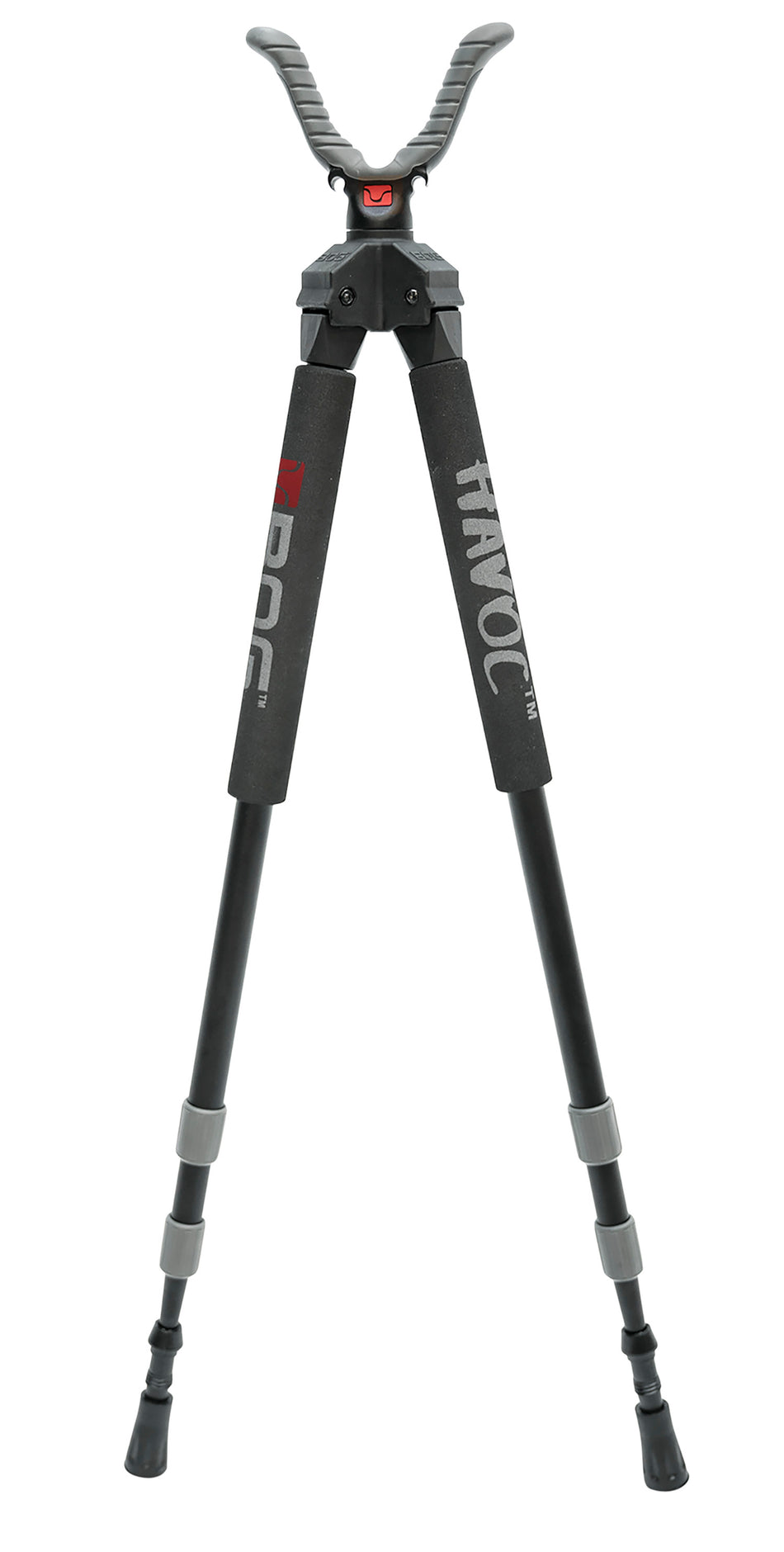 Bog-Pod Havoc Bipod Black Aluminum with Foam Grip USR Yoke 360 Pan Adjustable 21 to 50 Inch