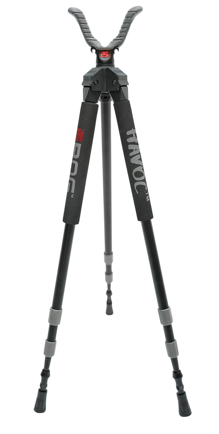 Bog-Pod Havoc Folding Tripod Black Aluminum Foam Grip USR Yoke 360 Pan Adjustable 22 to 50 Inch