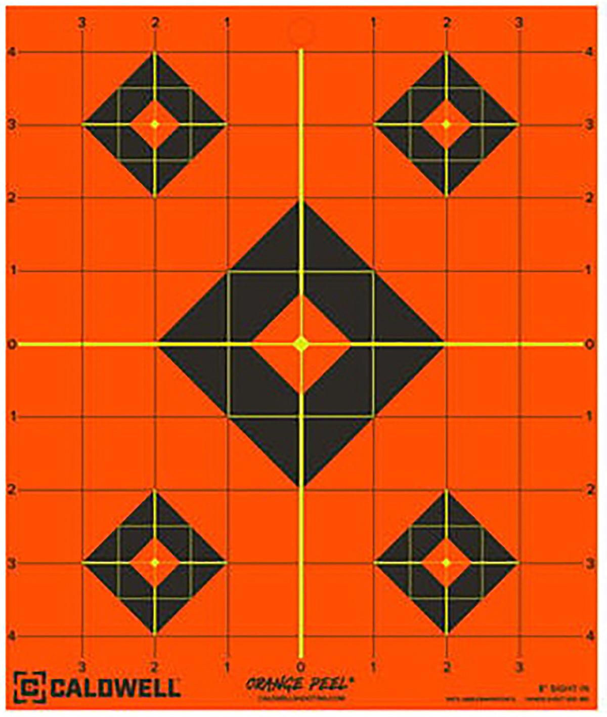 Caldwell Orange Peel 8" Diamond Self-Adhesive Reactive Paper Shooting Target Black/Orange 5 Per Pack