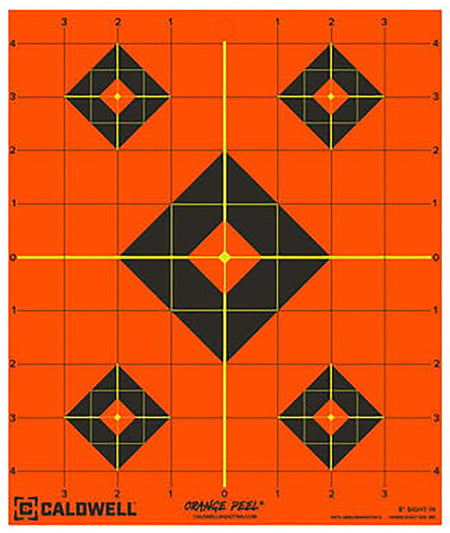 Caldwell Orange Peel 8" Diamond Self-Adhesive Reactive Paper Target Black/Orange 25 Per Pack