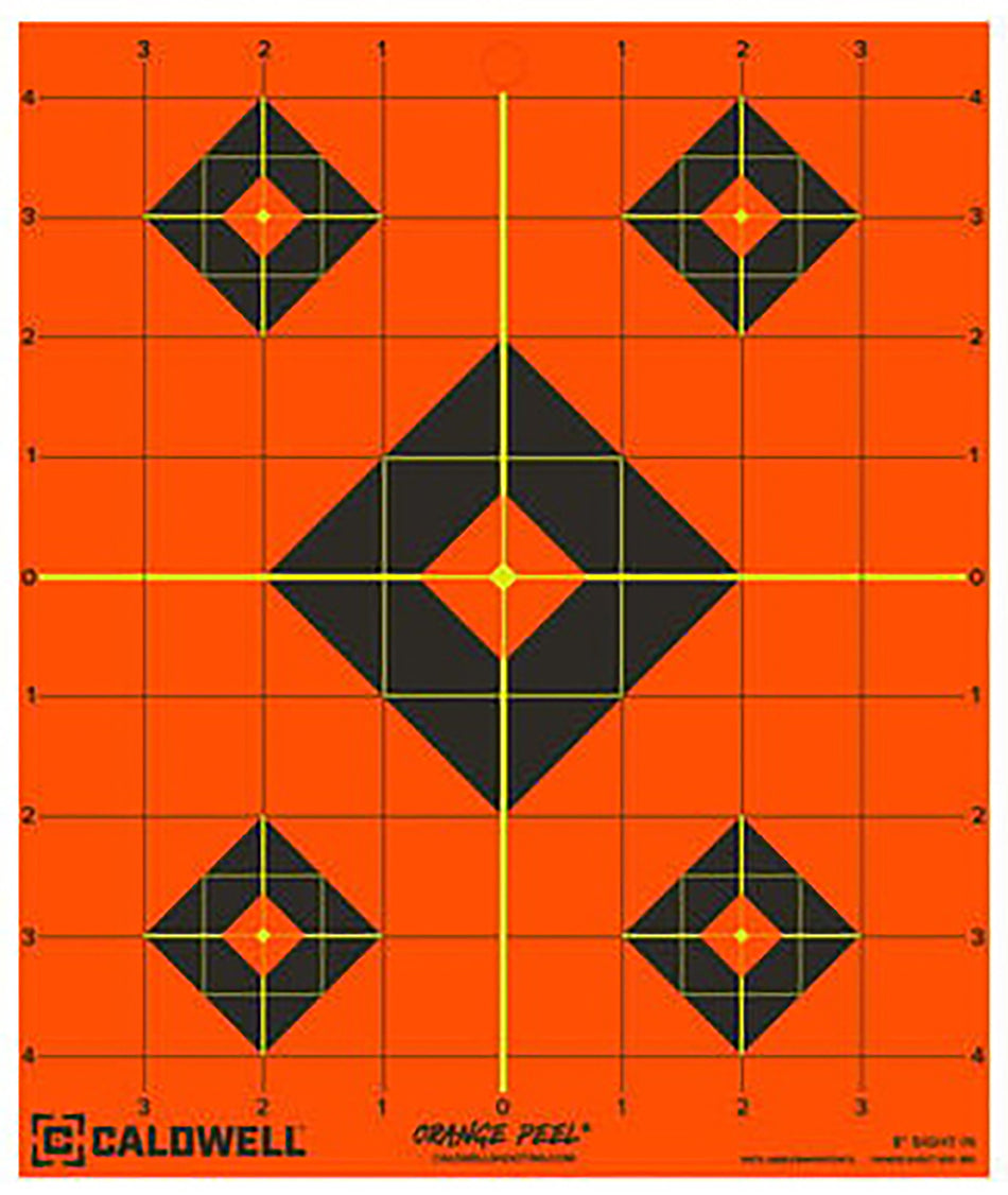 Caldwell Orange Peel 8" Diamond Self-Adhesive Reactive Paper Target Black/Orange 25 Per Pack