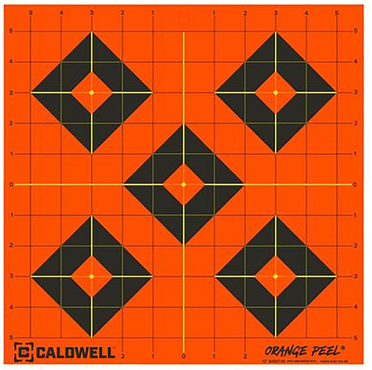 Caldwell Orange Peel 12" Diamond Self-Adhesive Reactive Paper Shooting Target Black/Orange 5 Per Pack