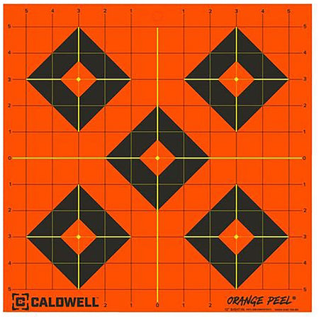 Caldwell Orange Peel 12" Diamond Self-Adhesive Reactive Paper Shooting Target Black/Orange 5 Per Pack