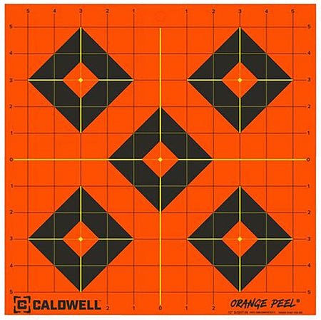 Caldwell Orange Peel 12" Diamond Self-Adhesive Reactive Paper Target Black/Orange 25 Per Pack
