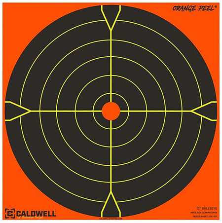 Caldwell Orange Peel 5.5" Bullseye Self-Adhesive Reactive Paper Shooting Target Black/Orange 10 Per Pack