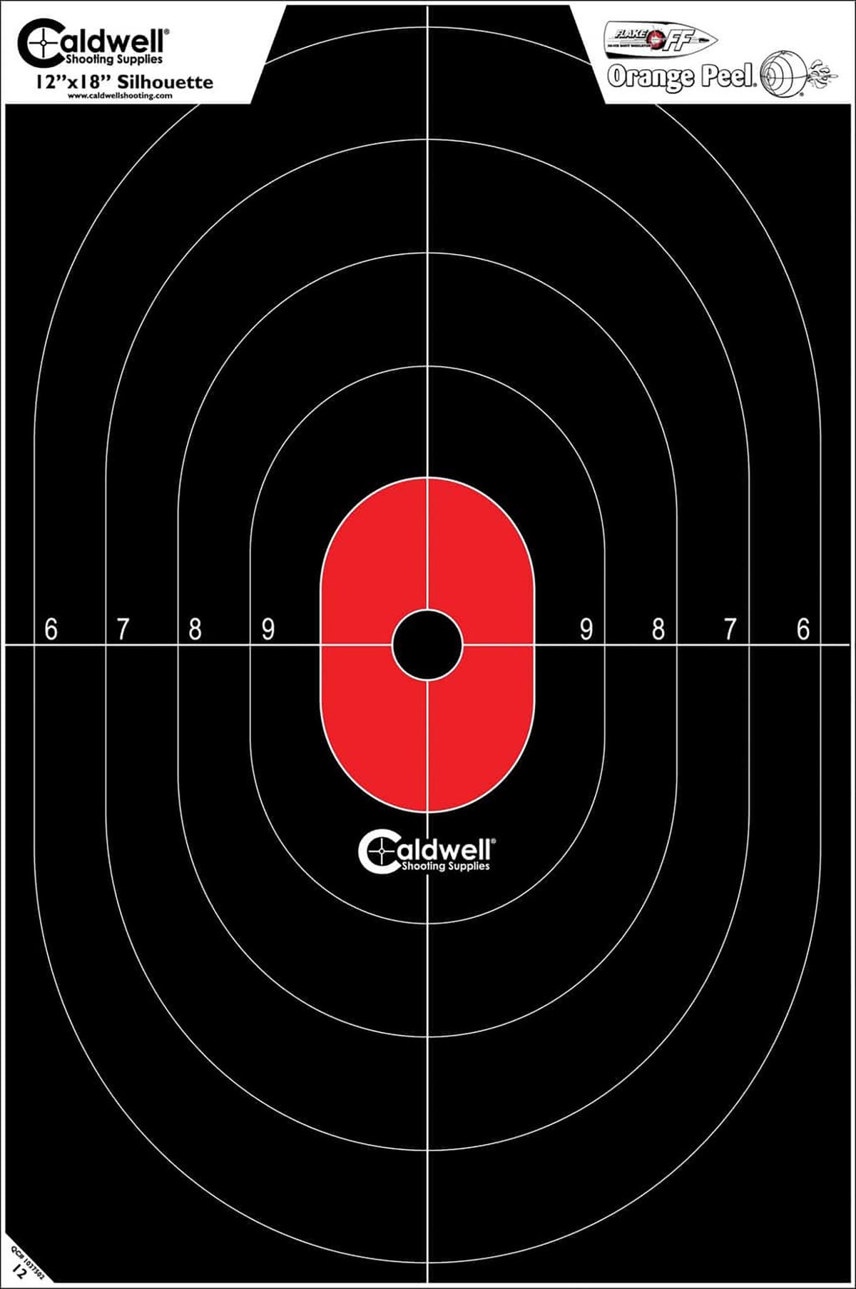 Caldwell Center Mass Silhouette High-Visibility Flake-Off Paper Defensive Target Black/Red 8 Pack