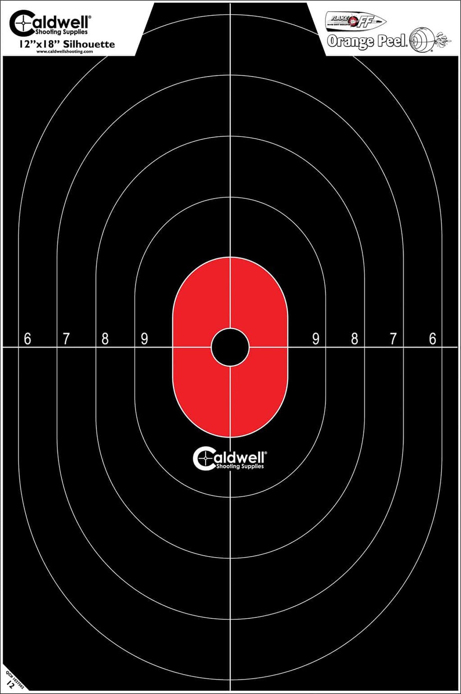 Caldwell Center Mass Silhouette High-Visibility Flake-Off Paper Defensive Target Black/Red 8 Pack
