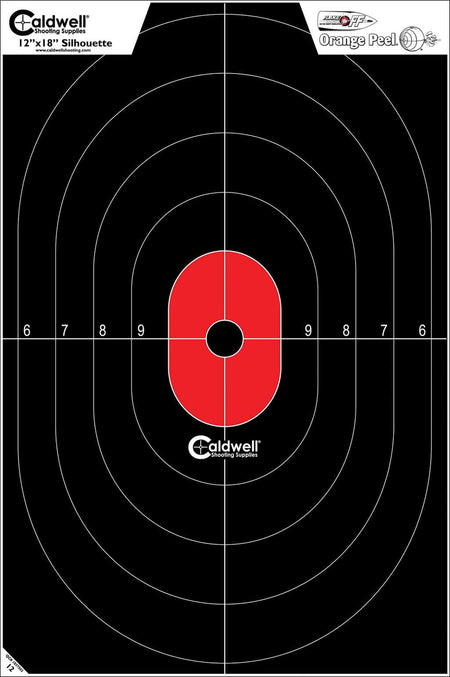 Caldwell Center Mass Silhouette High-Visibility Flake-Off Paper Defensive Target Black/Red 8 Pack