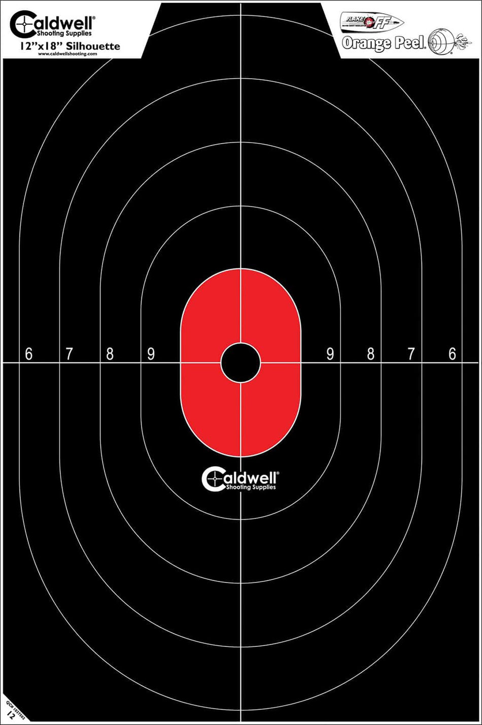 Caldwell Center Mass Silhouette High-Visibility Flake-Off Paper Defensive Target Black/Red 8 Pack