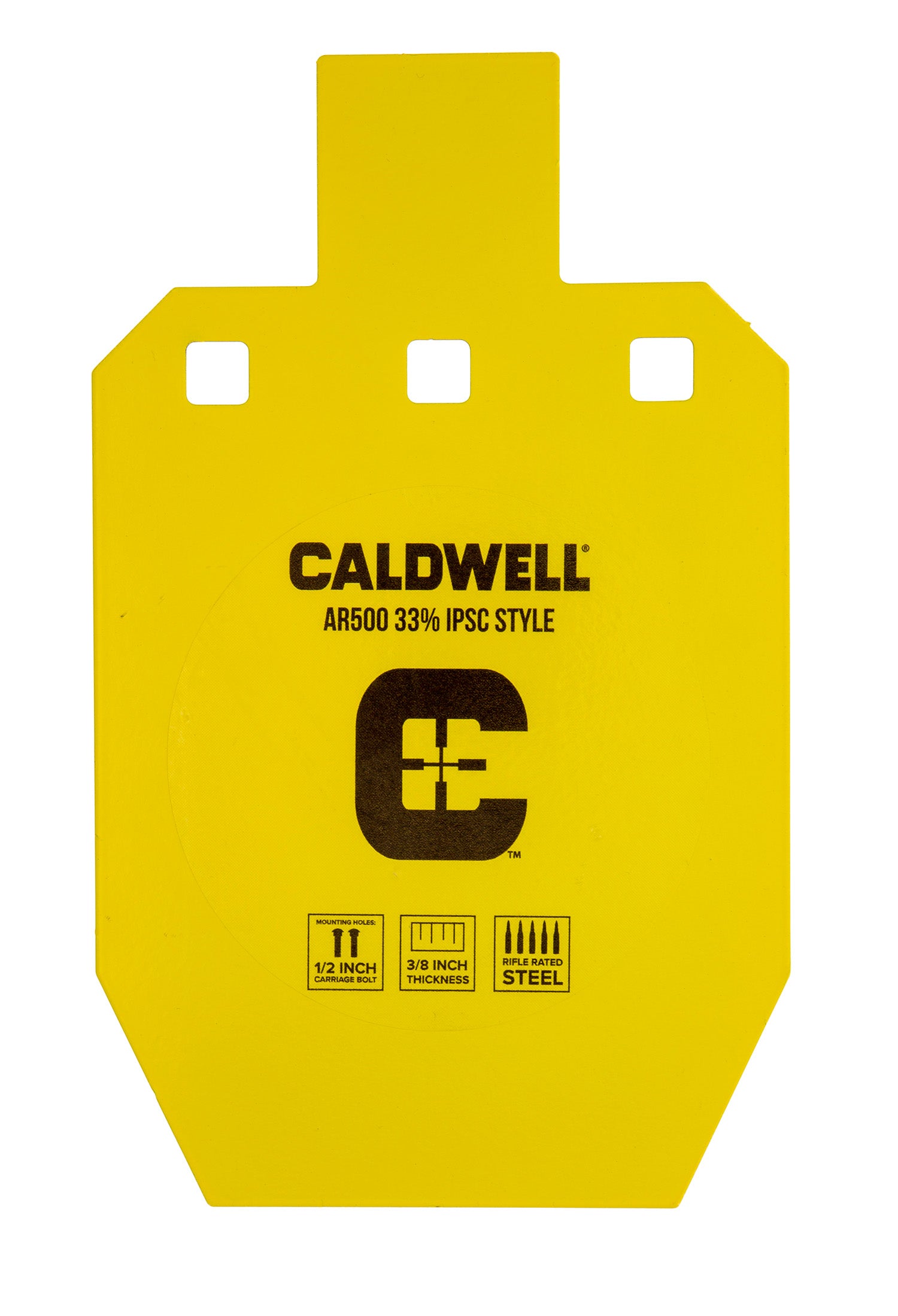Caldwell AR500 Steel 33% IPSC Yellow Powder Coat Hanging Range Target 10" x 6.1"