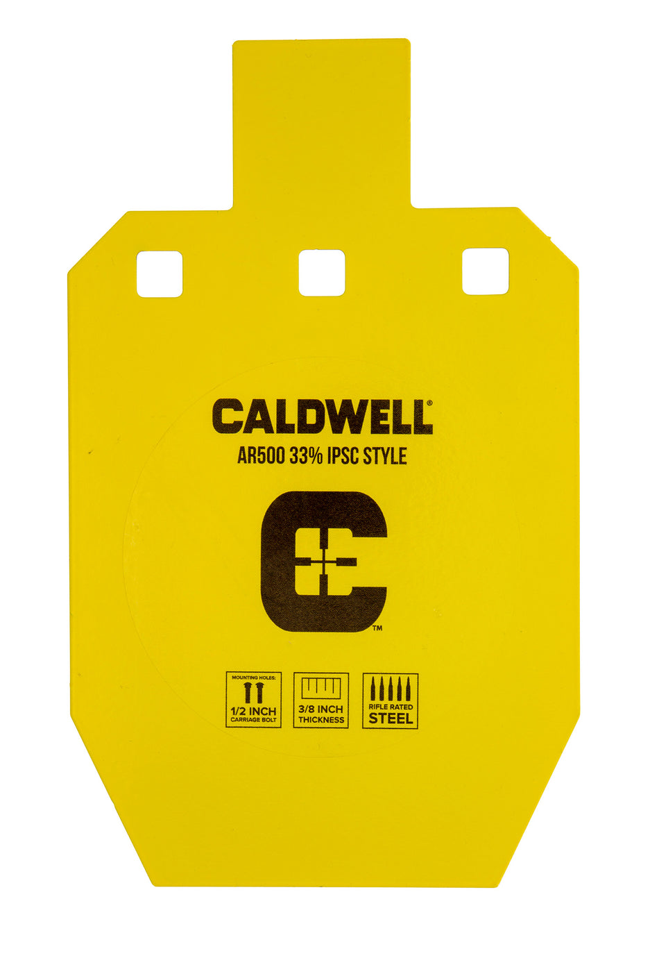 Caldwell AR500 Steel 33% IPSC Yellow Powder Coat Hanging Range Target 10" x 6.1"