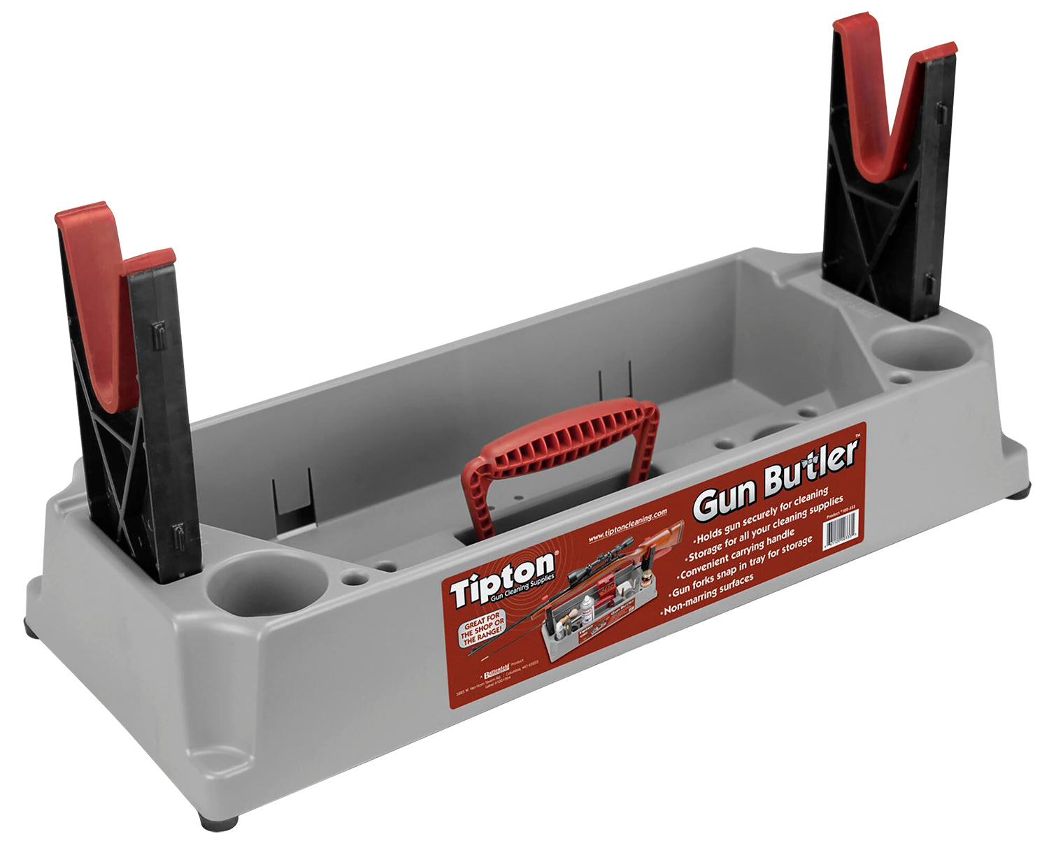 Tipton Gun Butler Universal Cleaning Caddy for Rifle and Shotgun Gray/Red