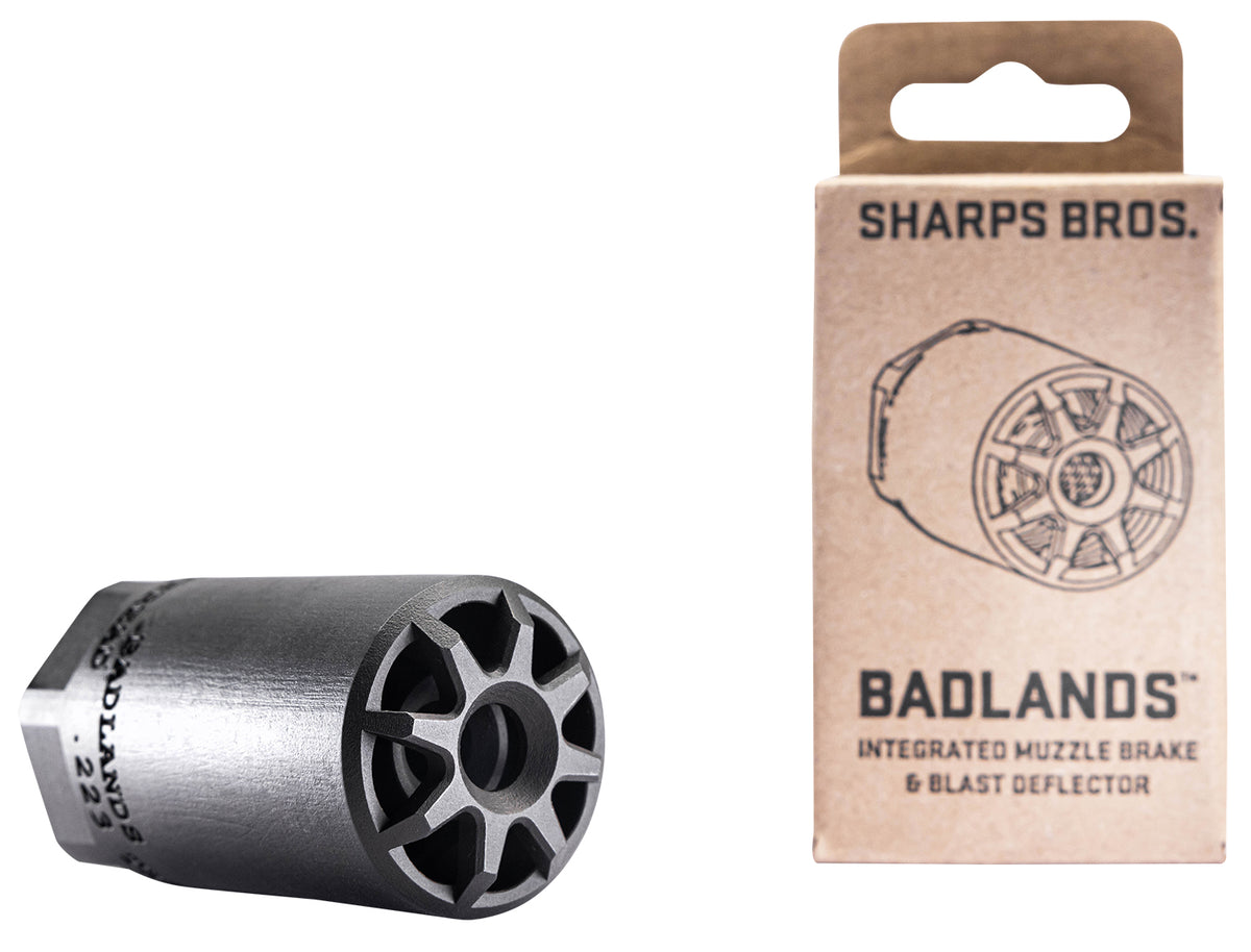 Sharps Bros BAD01 Multi-Cal Muzzle Brake/Blast Deflector 1/2"-28 Nitride Stainless Steel