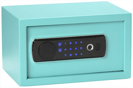 Bulldog BD5012 Duo Biometric & LED Keypad Pistol Vault Key Override Teal Steel Holds 1 Handgun