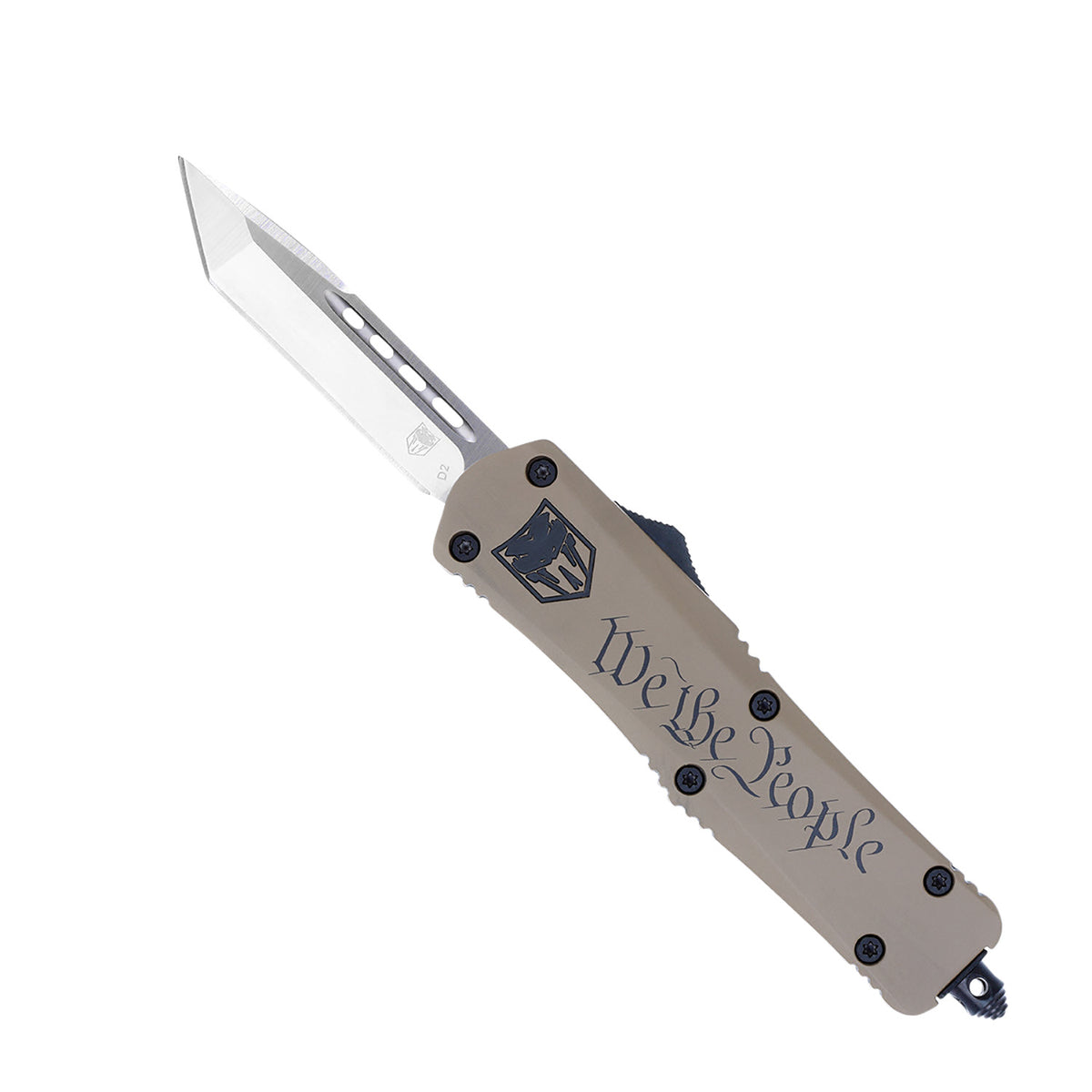 CobraTec FS-3 Medium We The People OTF Knife Tanto 3" D2 Blade Tan Cerakote Handle Includes Pocket Clip