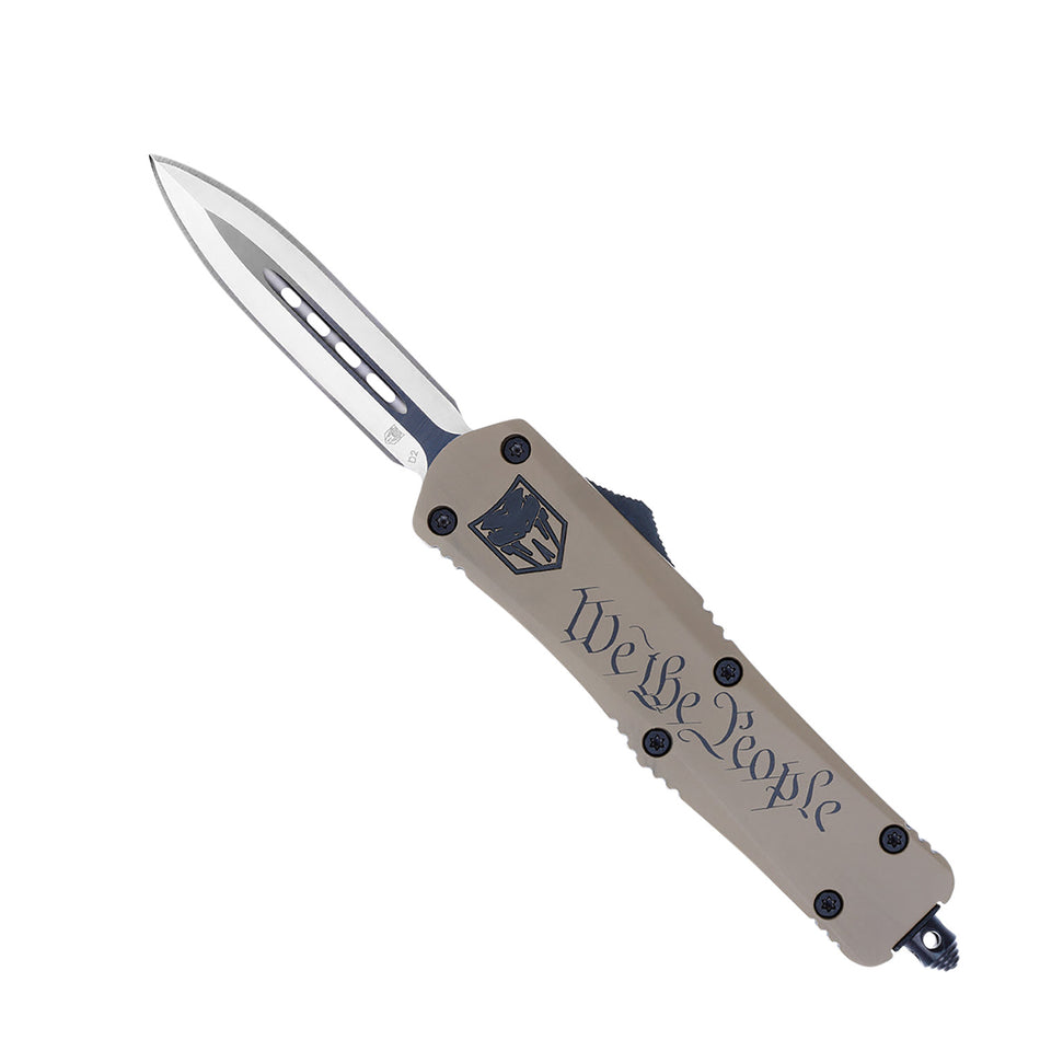 CobraTec FS-3 Medium We The People OTF Dagger 3" D2 Blade Tan Cerakote Handle Includes Pocket Clip