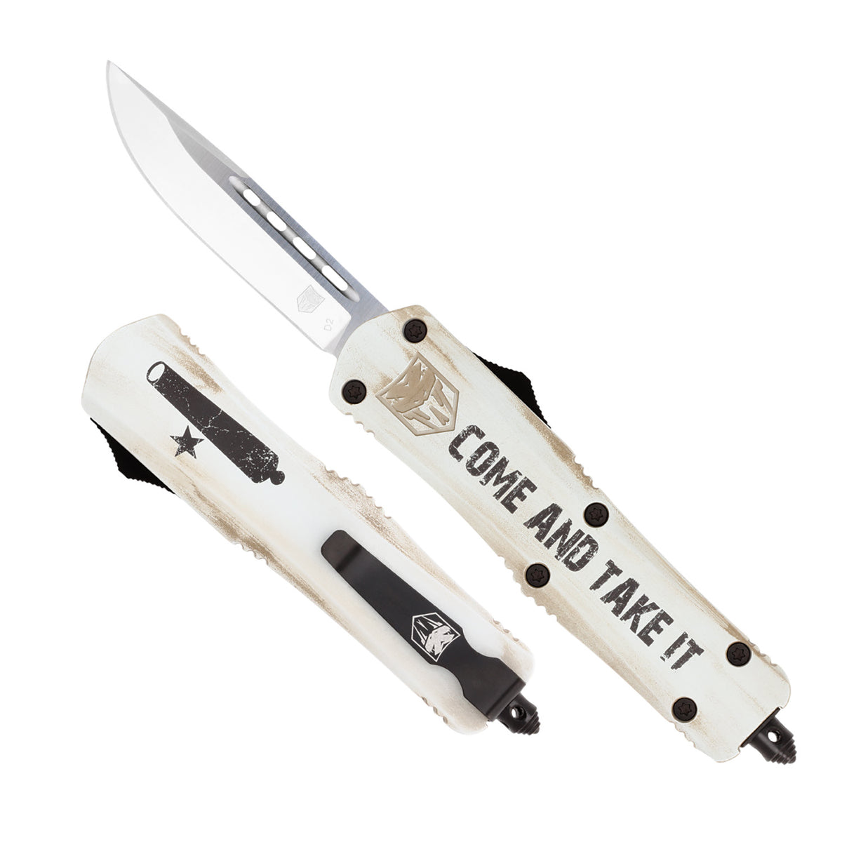 CobraTec FS-3 Medium Come And Take It OTF Drop Point 3" 154CM Blade White Cerakote Handle Includes Pocket Clip