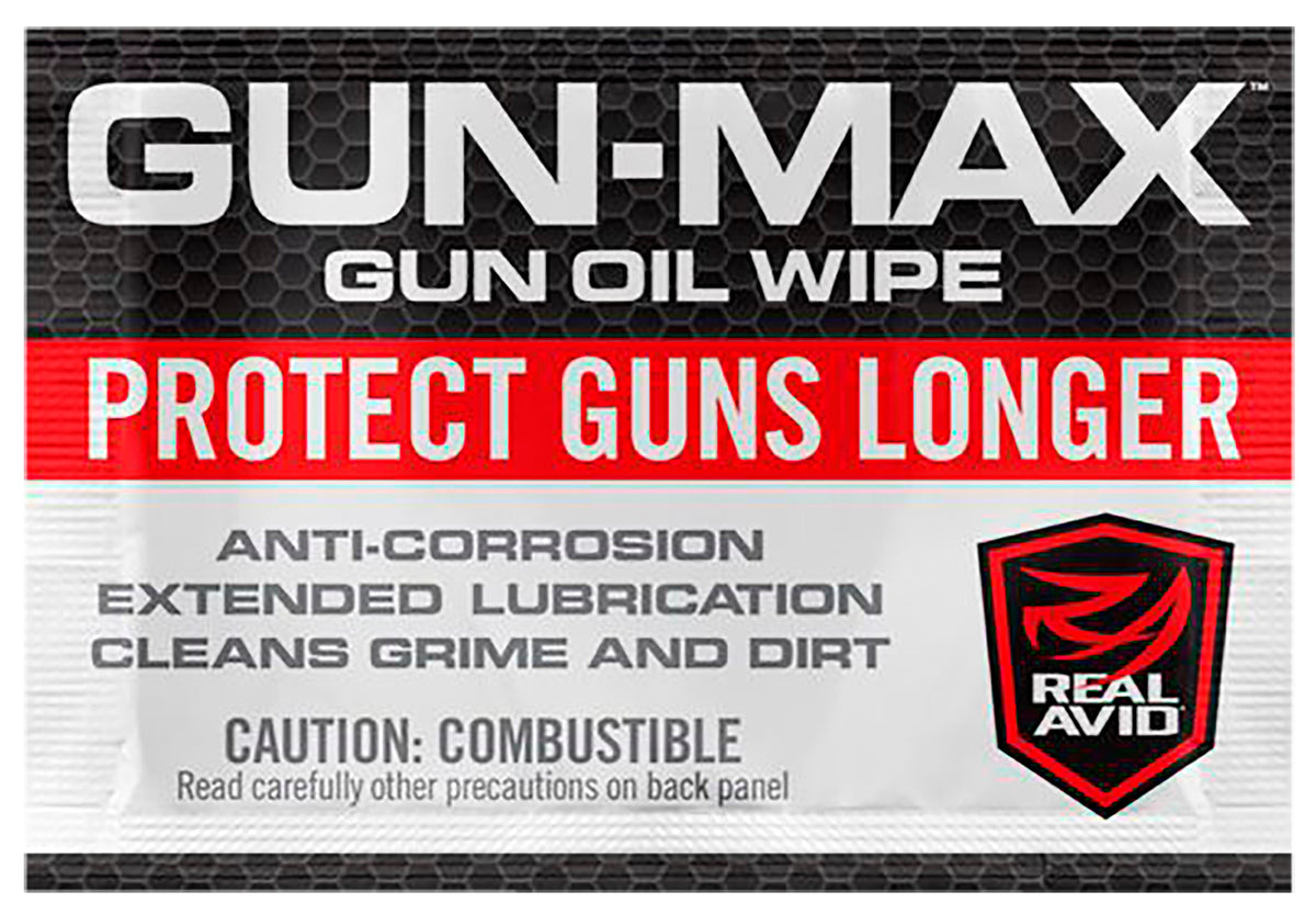 Real Avid 25 Count Gun-Max Gun Oil Individually Sealed Cleaning and Lubricating Wipes