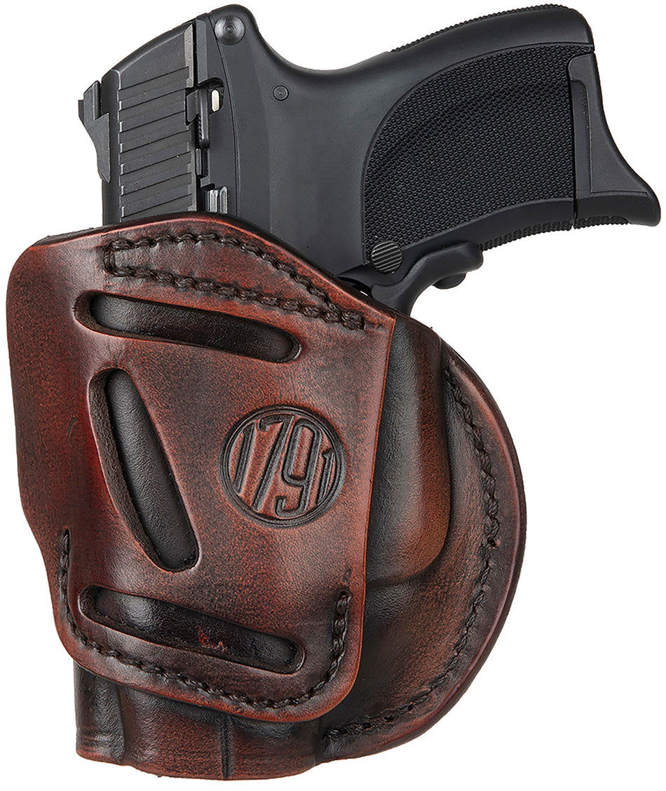 1791 Gunleather 4-Way IWB/OWB Vintage Leather Holster, Size 03, Right Hand for Glock 26/Ruger LC9/S&W M&P Shield/2.0
