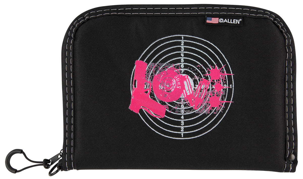 Girls With Guns 9075 Love Lockable Handgun Case Black Polyester Pink Graphic Holds 10-Inch Pistol