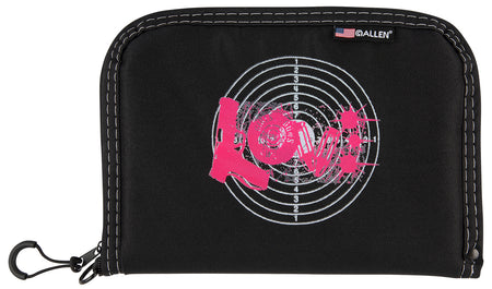 Girls With Guns 9075 Love Lockable Handgun Case Black Polyester Pink Graphic Holds 10-Inch Pistol