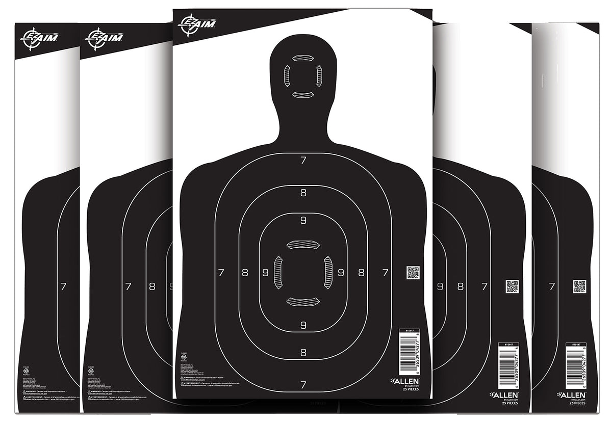 EZ-Aim 15447 Paper Silhouette Hanging Target 12" x 18" Black/White 25 Per Pack