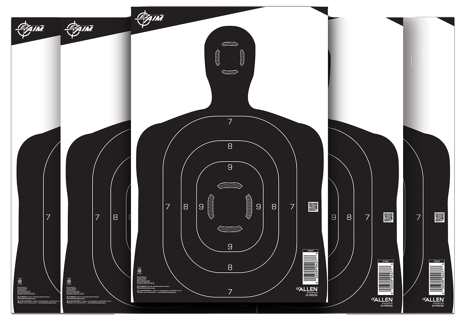 EZ-Aim 15447 Paper Silhouette Hanging Target 12" x 18" Black/White 25 Per Pack